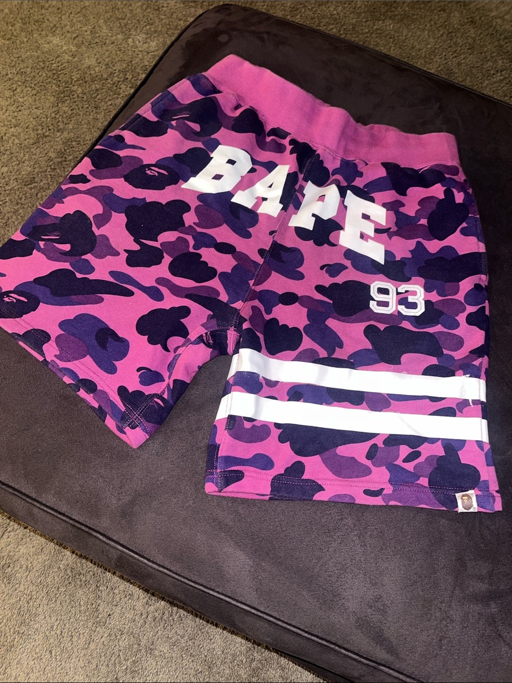 Bape Kids Pink & Purple Camo Shorts with White Accents